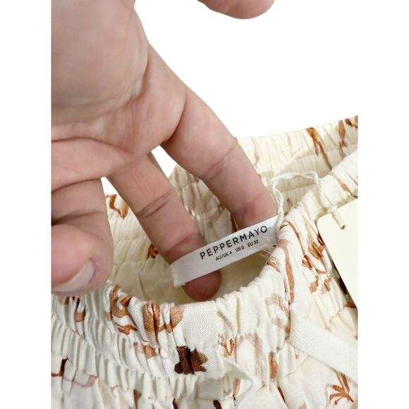 Peppermayo Womens Printed Linen Cotton Blend Drawstring Beach Shorts Womens 0 - Picture 3 of 8